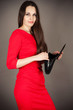 beautiful woman in a red dress