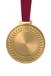 Gold medal on a red ribbon