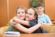 schoolgirls at lessons pause