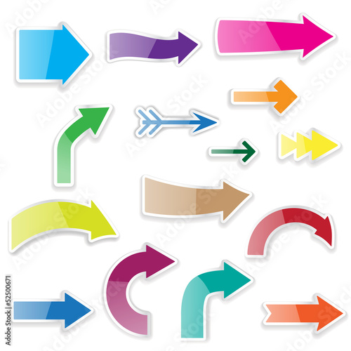 Vector: set of arrows with shadows set of arrows with shadows