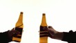 Toasting with beer.