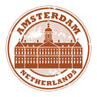 Stamp with words Amsterdam, Netherlands inside, vector