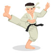 Cartoon illustration of karate boy