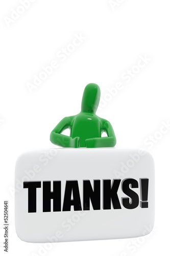 Illustration: Green figure with thanks symbol Green figure with thanks symbol