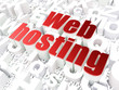 SEO web design concept: Web Hosting on alphabet background