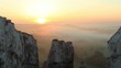 Timelapse sunrise in the mountains. Village Belokuzminovka, Done