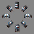 police car eight directions retro pixel design