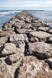 Stone breakwater in Valencia, Spain