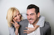 Cheerful trendy couple having fun