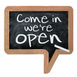 "We're open" sign