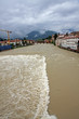 ponte degli alpini in bassano during a strong wave of bad weathe