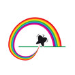Vector logo butterfly and rainbow
