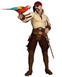 Old Pirate with Parrot