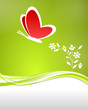 Roter Schmetterling Herz mit Blume