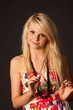 Beautiful blonde girl posing in studio