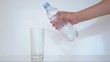 Video: woman hand serving water in crystal glass on table woman hand serving water in crystal glass on table