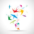 Abstract swallows background # Vector