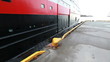 Big Norwegian passenger ferry does mooring operations