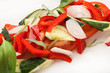 closeup salad from colored fresh vegetables