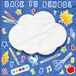 set of school elements with speech bubble