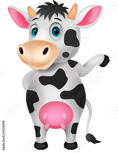 Vector: Cute cow cartoon waving hand Cute cow cartoon waving hand