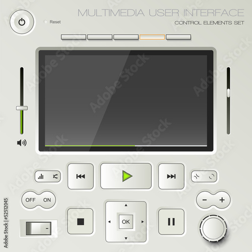 Vector: Multimedia user interface set - graphic design elements Multimedia user interface set - graphic design elements