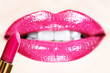 Beautiful female lips macro. Shallow depth of field.
