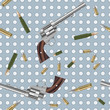 Seamless pattern with guns and bullets