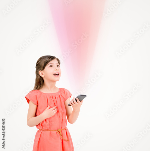 Photo: Inspired child with smartphone Inspired child with smartphone