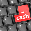 Illustration: cash for investment concept with a red button on keyboard cash for investment concept with a red button on keyboard