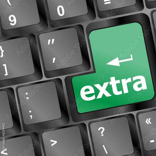 Illustration: Keyboard key with extra word - business concept Keyboard key with extra word - business concept