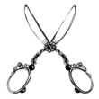Vintage Decorated Scissors Black Ink Illustration