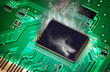 The Green PCB on the lighting. steamy from overheating