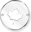 Metal button with mapple leaf sign
