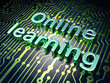 Education concept: Online Learning on circuit board background
