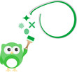 owl painting abstract green cloud and sign