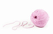 Ball of yarn on white background