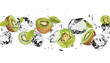 Ice fruit on white background
