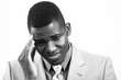 Stressed man, in black and white