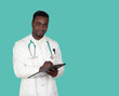 African american doctor with a clipboard
