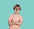 Smiling boy with glasses
