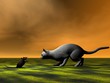 mouse black and cat grey