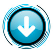 arrow down blue circle glossy icon