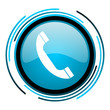phone blue circle glossy icon