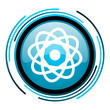 atom blue circle glossy icon