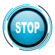 stop blue circle glossy icon