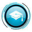 graduation blue circle glossy icon