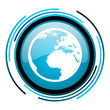 earth blue circle glossy icon