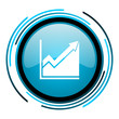 histogram blue circle glossy icon
