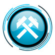 mining blue circle glossy icon